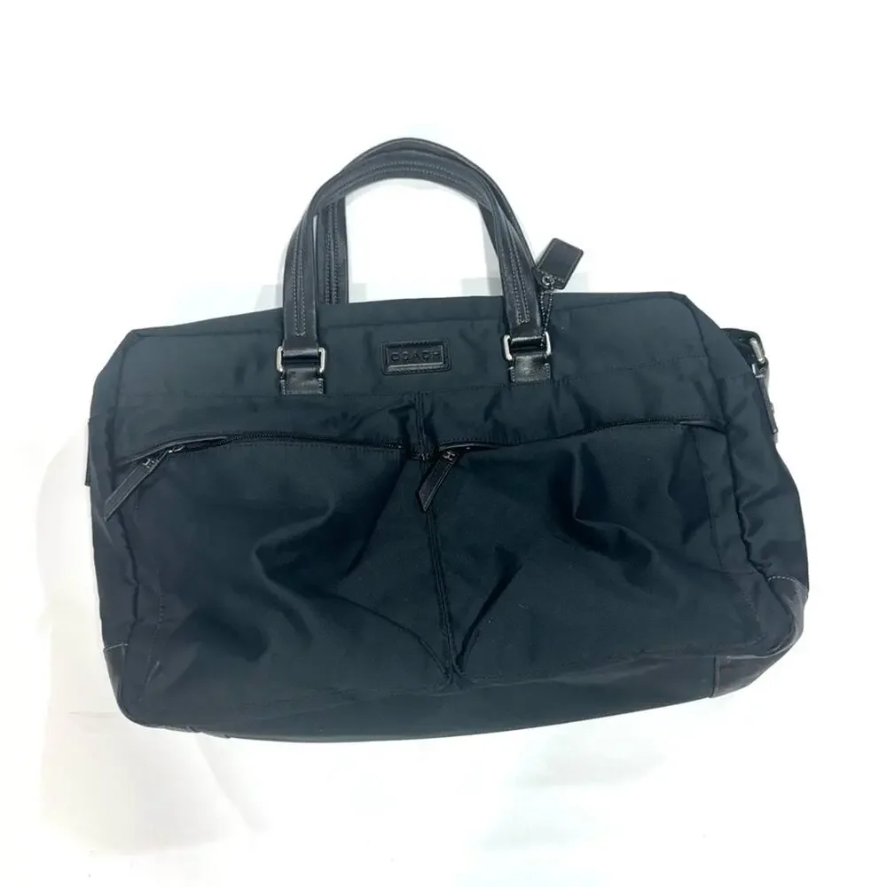 Coach 70681 Varick Nylon messenger bag laptop black briefcase unisex